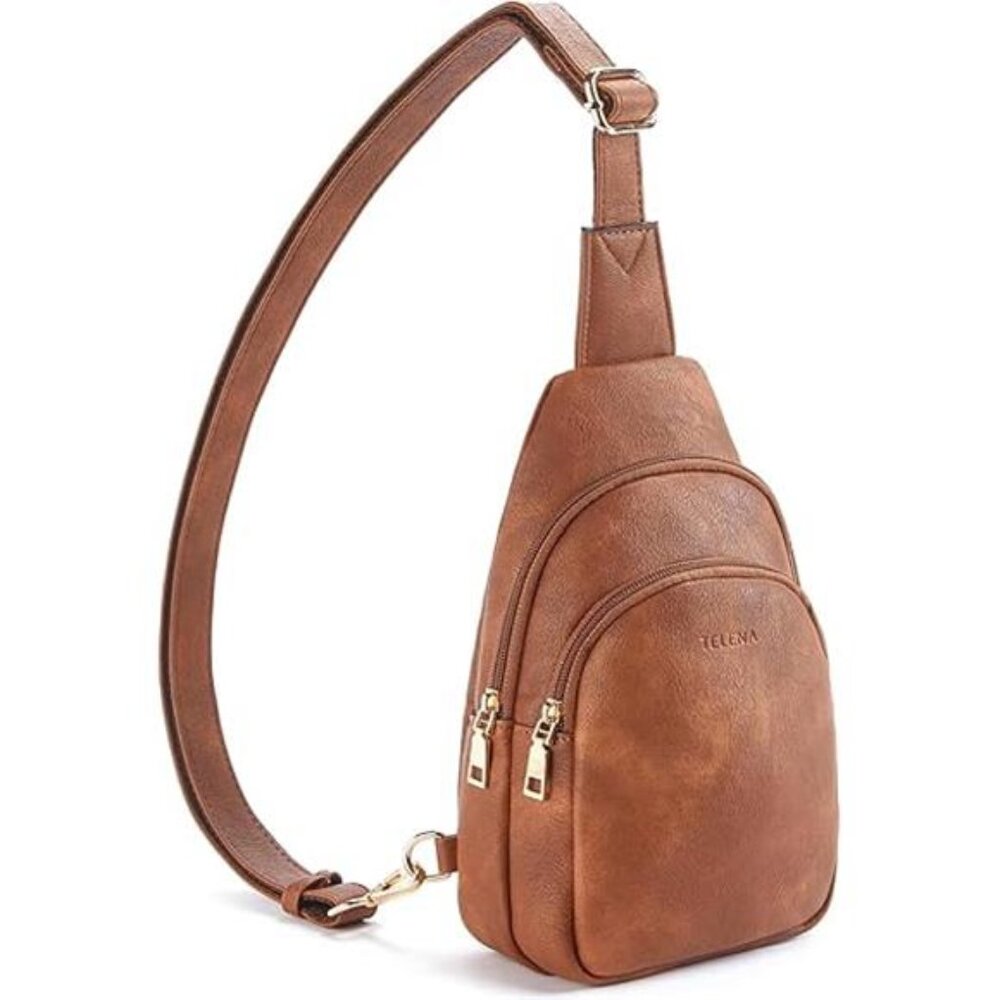 Small Sling Bag for Women Leather Crossbody Fanny Packs Chest Bag